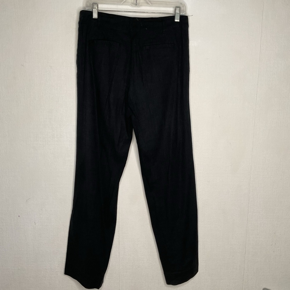 J. Jill Dress Pants Womens 10 Black Mid-Rise Linen Straight‎ Stretch Officewear